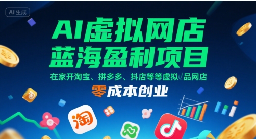 AI虚拟网店蓝海盈利项目，在家开淘宝、拼多多、抖店等虚拟品网店，零成本创业-shxbox省心宝盒