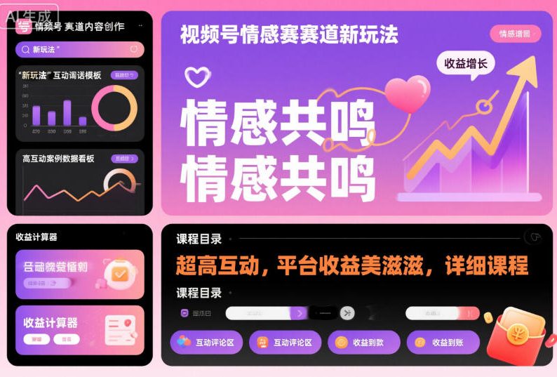 视频号情感赛道新玩法，超高互动，平台收益美滋滋，详细课程-shxbox省心宝盒