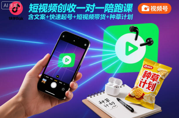 短视频创收一对一陪跑课，含文案+快速起号+短视频带货+种草计划-shxbox省心宝盒