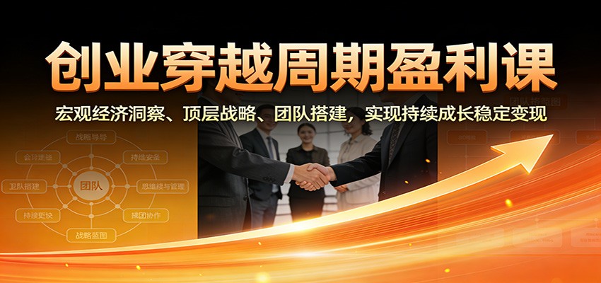 创业穿越周期盈利课：宏观经济洞察、顶层战略、团队搭建，实现持续成长稳定变现-shxbox省心宝盒