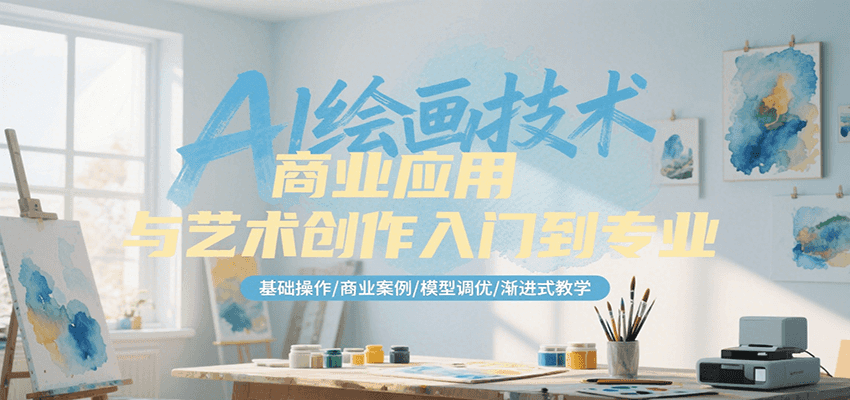AI绘画技术商业应用与艺术创作入门到专业，基础操作/商业案例/模型调优/渐进式教学-shxbox省心宝盒