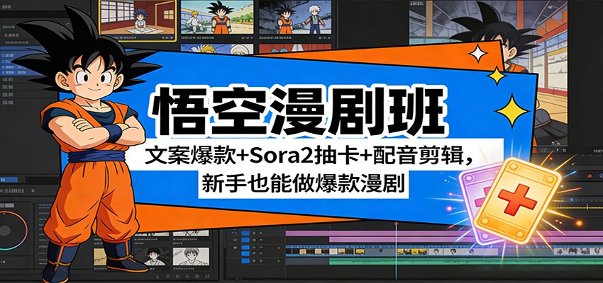 悟空漫剧班：文案爆款+Sora2抽卡+配音剪辑，新手也能做爆款漫剧-shxbox省心宝盒
