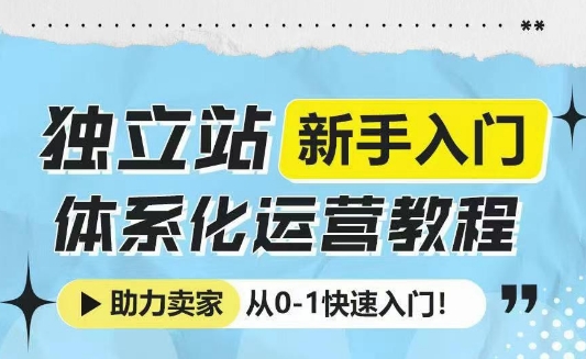 独立站新手入门体系化运营教程，助力独立站卖家从0-1快速入门!-shxbox省心宝盒