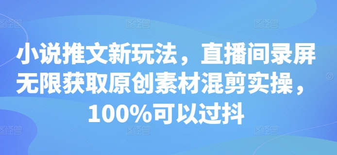 小说推文新玩法，直播间录屏无限获取原创素材混剪实操，100%可以过抖-shxbox省心宝盒