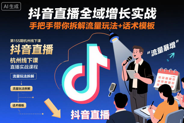 抖音直播全域增长实战第155期杭州线下课，手把手带你拆解流量玩法+话术模板-shxbox省心宝盒
