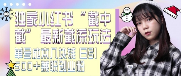 最新小红书截流玩法 独家截中截 单号成本几块钱 日引500+CY粉JZ粉-shxbox省心宝盒