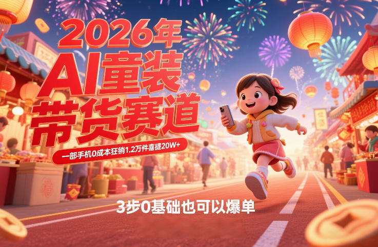 AI童装新春带货赛道，一部手机0成本狂销1.2万件喜提20W+，3步0基础也可以爆单-shxbox省心宝盒