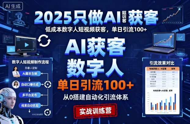 2025只做AI获客，AI超级获客实训营，低成本数字人短视频获客，单日引流100+-shxbox省心宝盒