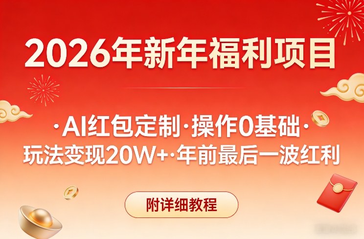 新年福利项目，AI红包定制，操作0基础，玩法变现20W+年前最后一波红利，附详细教程-shxbox省心宝盒