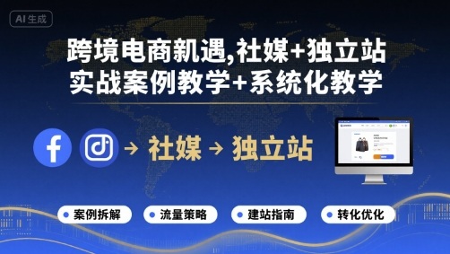 跨境电商新机遇，社媒+独立站，实战案例教学+系统化教学-shxbox省心宝盒