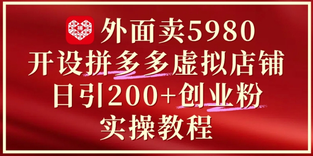 外面卖5980开设拼多多虚拟店铺：单日引流200+创业付费粉实战教程-shxbox省心宝盒