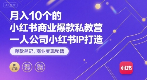月入10个的小红书商业爆款私教营，一人公司小红书IP打造，爆款笔记，商业变现秘籍-shxbox省心宝盒