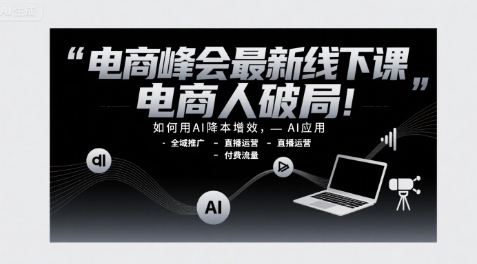 电商峰会最新线下课，电商人破局，如何用AI降本增效，AI应用-全域推广-直播运营-付费流量-shxbox省心宝盒