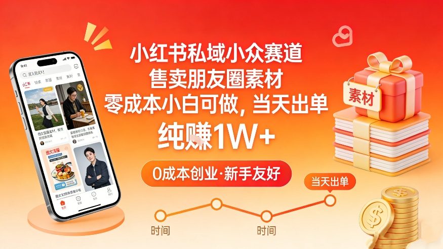 小红书私域小众赛道，售卖朋友圈素材，零成本小白可做，当天出单，月入1W+-shxbox省心宝盒