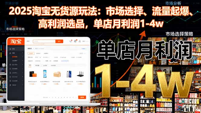 2025淘宝无货源玩法：市场选择、流量起爆、高利润选品，单店月利润1-4w-shxbox省心宝盒