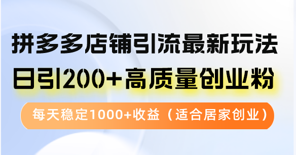 拼多多店铺引流最新玩法，日引200+高质量创业粉，每天稳定1000+收益(...-shxbox省心宝盒