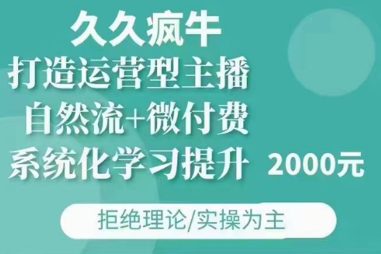 久久疯牛·自然流+微付费(12月23更新)打造运营型主播，包11月+12月-shxbox省心宝盒