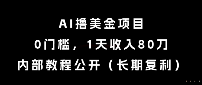AI撸美金项目，0门槛，1天收入80刀，内部教程公开(长期复利)【揭秘】-shxbox省心宝盒