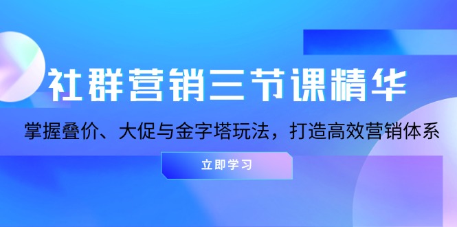 社群营销三节课精华：掌握叠价、大促与金字塔玩法，打造高效营销体系-shxbox省心宝盒