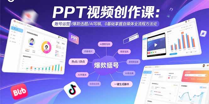 PPT视频创作课：账号运营/爆款选题/AI写稿，0基础掌握自媒体全流程方法论-shxbox省心宝盒