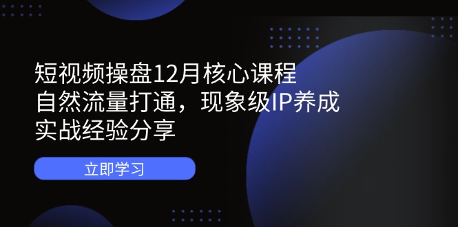 短视频操盘12月核心课程：自然流量打通，现象级IP养成，实战经验分享-shxbox省心宝盒