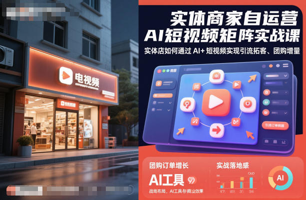 实体商家自运营AI短视频矩阵实战课，实体店如何通过AI+短视频实现引流拓客、团购增量-shxbox省心宝盒