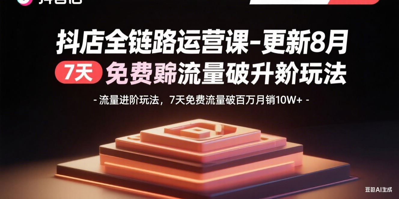 抖店全链路运营课-更新8月：流量进阶玩法，7天免费流量破百万月销10W+-shxbox省心宝盒