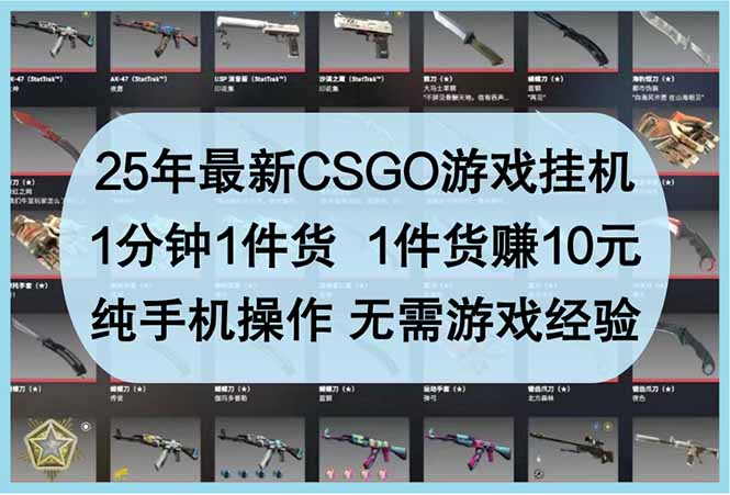 25年最新CSGO游戏挂机，1分钟1件货，1件货赚10元 纯手机操作 无需游戏经验-shxbox省心宝盒
