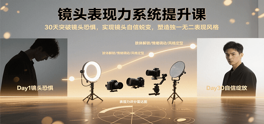 镜头表现力系统提升课，30天突破镜头恐惧实现自信蜕变，塑造独一无二表现风格-shxbox省心宝盒