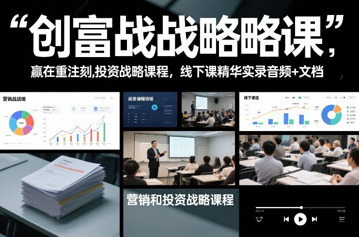 创富战略课，赢在重注时刻，营销和投资战略课程，线下课精华实录音频+文档-shxbox省心宝盒