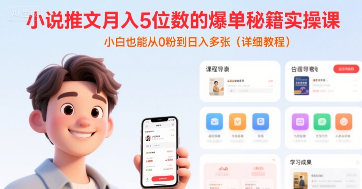 小说推文月入5位数的爆单秘籍实操课，，小白也能从0粉到日入多张(详细教程)-shxbox省心宝盒
