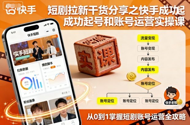 短剧拉新干货分享之快手成功起号和账号运营实操课-shxbox省心宝盒
