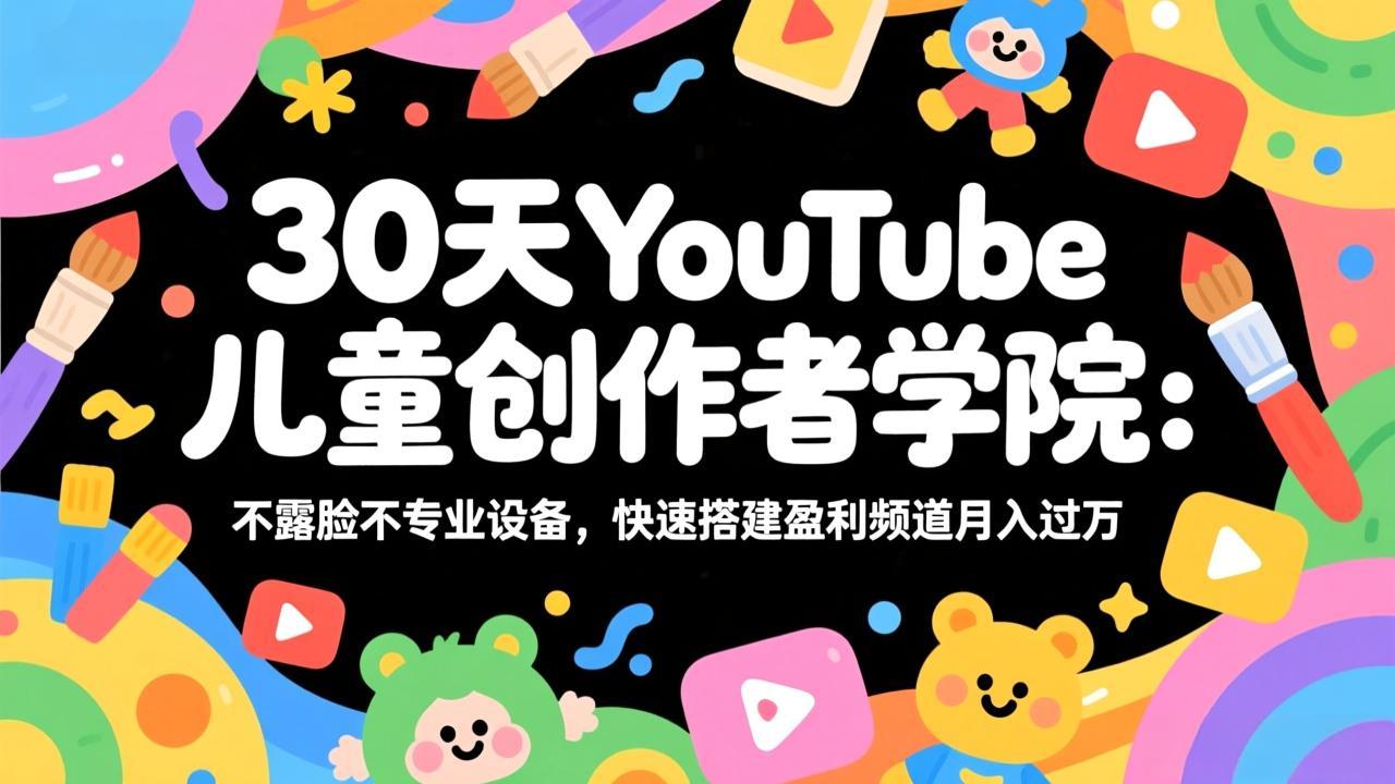 30天YouTube儿童创作者学院：不露脸不专业设备，快速搭建盈利频道月入过万-shxbox省心宝盒