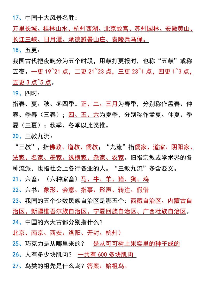 小学阶段必背知识课外常识暑假拓展-小升初语文-shxbox省心宝盒