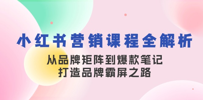 小红书营销课程全解析,从品牌矩阵到爆款笔记,打造品牌霸屏之路-shxbox省心宝盒