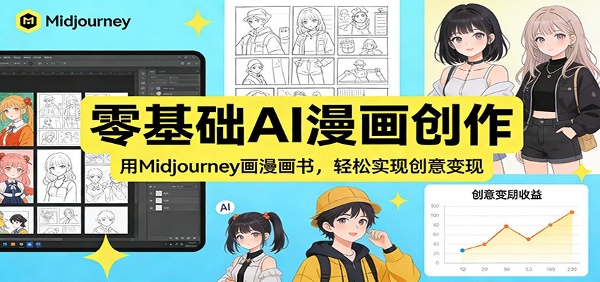 图片[1]-零基础AI漫画创作：用Midjourney画漫画书，轻松实现创意变现-shxbox省心宝盒