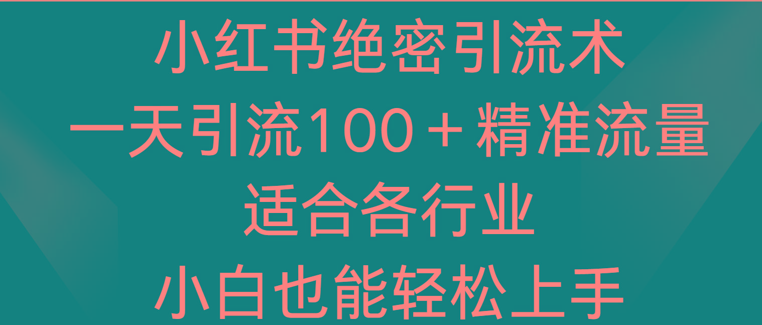 小红书绝密引流术，一天引流100＋精准流量，适合各个行业，小白也能轻松上手-shxbox省心宝盒