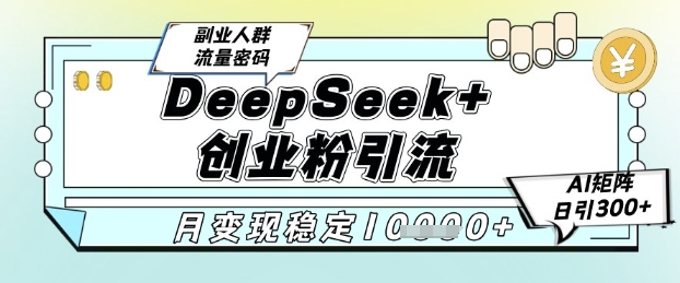 DeepSeek+创业粉精准引流，全新分享课4.0玩法，AI矩阵日引300+，多种变现方式，稳定月入1W-shxbox省心宝盒