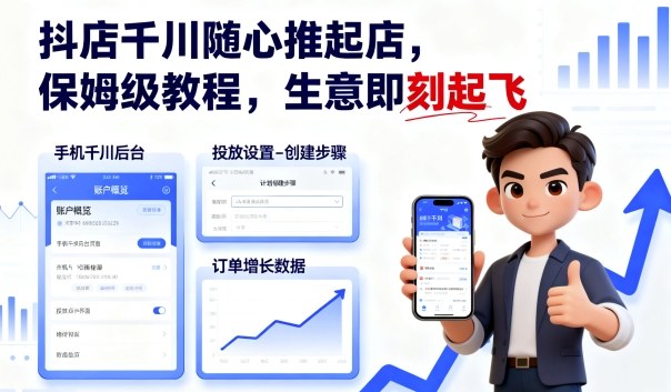 抖店千川随心推起店，保姆级教程，生意即刻起飞-shxbox省心宝盒