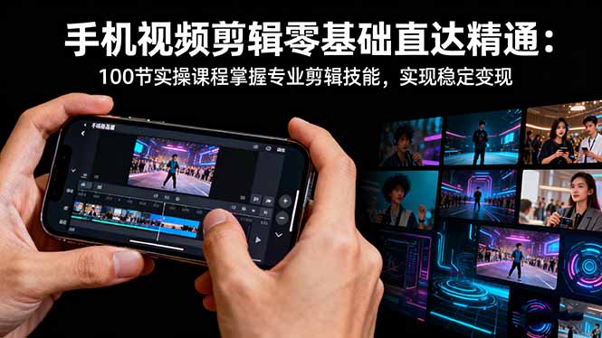 手机视频剪辑零基础直达精通：100节实操课程掌握专业剪辑技能，实现稳...-shxbox省心宝盒