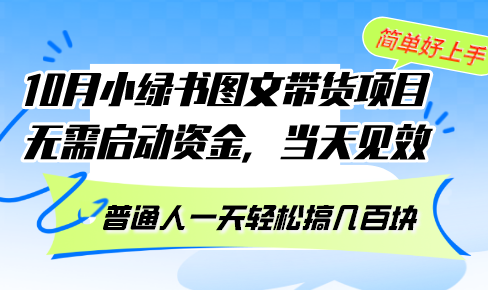 10月份小绿书图文带货项目 无需启动资金 当天见效 普通人一天轻松搞几百块-shxbox省心宝盒