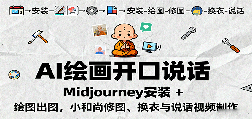 AI绘画开口说话，Midjourney安装 + 绘图出图，小和尚修图、换衣与说话视频制作-shxbox省心宝盒