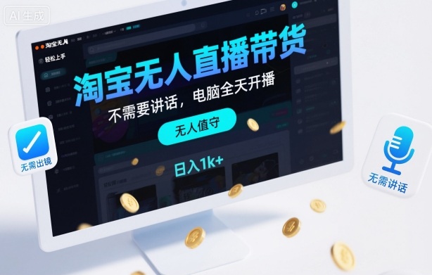 淘宝无人直播带货，不需要出镜，不需要讲话，电脑全天开播，轻松上手，日入1k+【揭秘】-shxbox省心宝盒