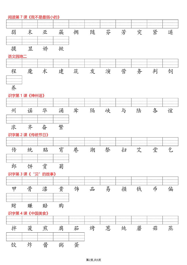 26春二下语文识字表注音专项练习（含答案11页）-shxbox省心宝盒