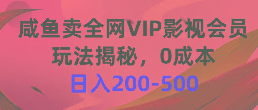 咸鱼卖全网VIP影视会员，玩法揭秘，0成本日入200-500-shxbox省心宝盒
