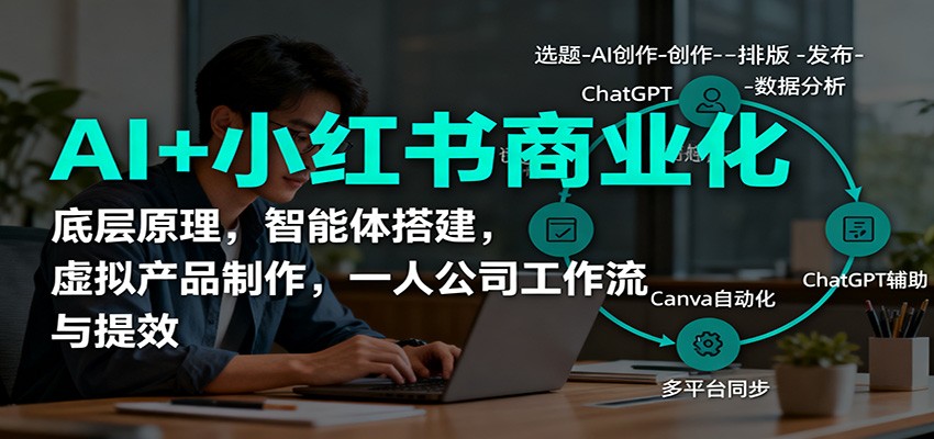 AI+小红书商业化，底层原理，智能体搭建，虚拟产品制作，一人公司工作流与提效-shxbox省心宝盒