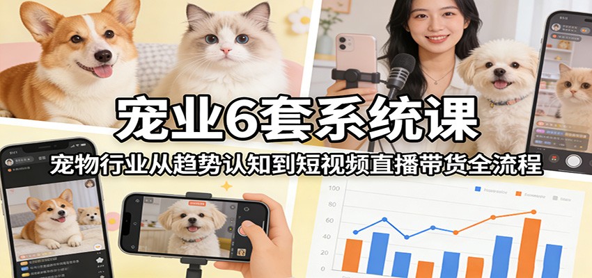 宠业6套系统课：宠物行业从趋势认知到短视频直播带货全流程-shxbox省心宝盒