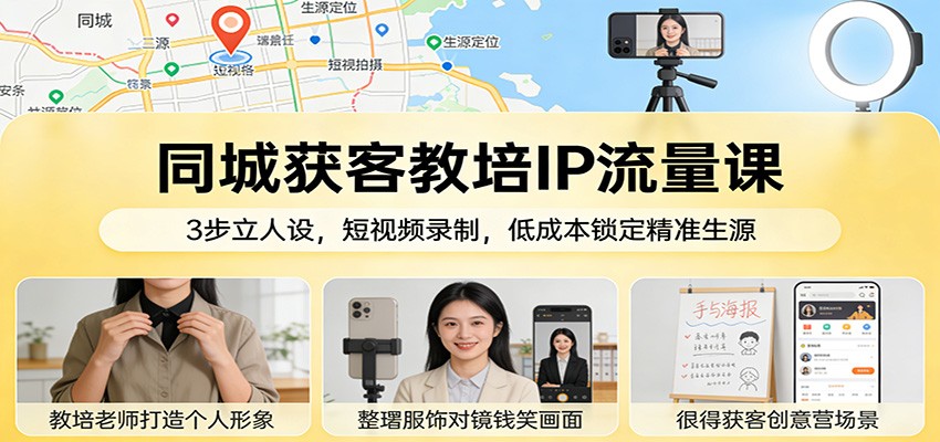 同城获客教培IP流量课：3步立人设，短视频录制，低成本锁定精准生源-shxbox省心宝盒