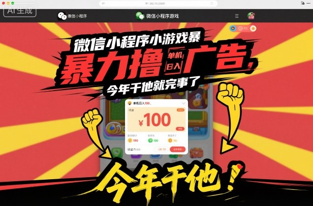 微信小程序小游戏暴力撸广告，单机日入100，今年干他就完事了-shxbox省心宝盒