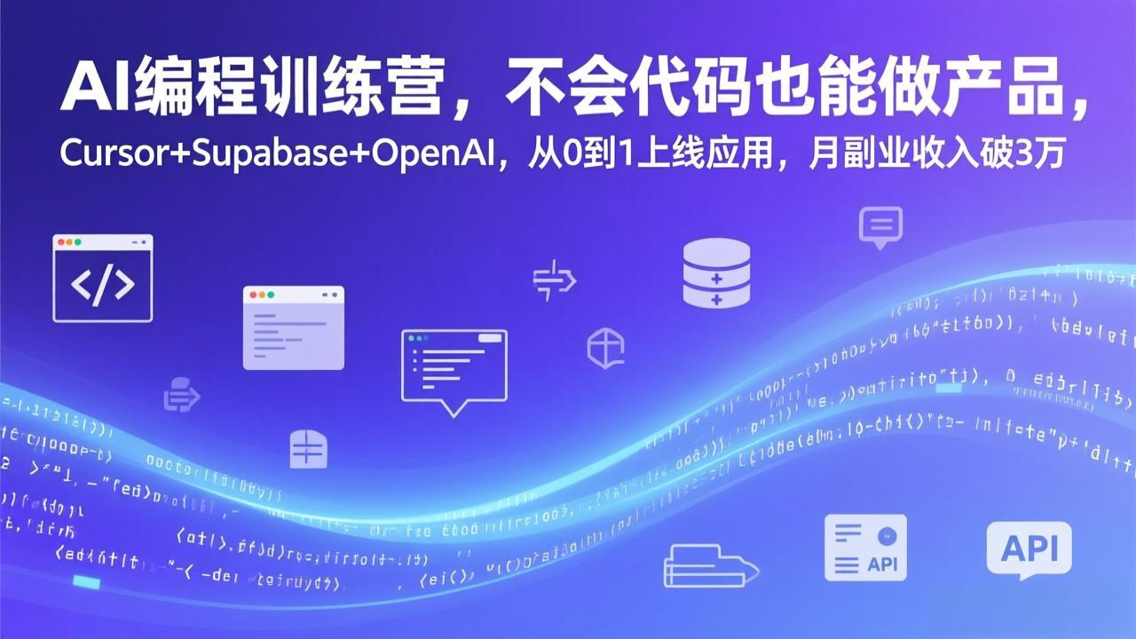 AI编程训练营，不会代码也能做产品，Cursor+Supabase+OpenAI，从0到1上线应用，月副业收入破3万-shxbox省心宝盒
